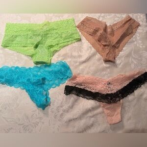 PINK /Victoria's Secret Lace Panties Set - Green, Beige, Blue, Black (Lot of 7 )